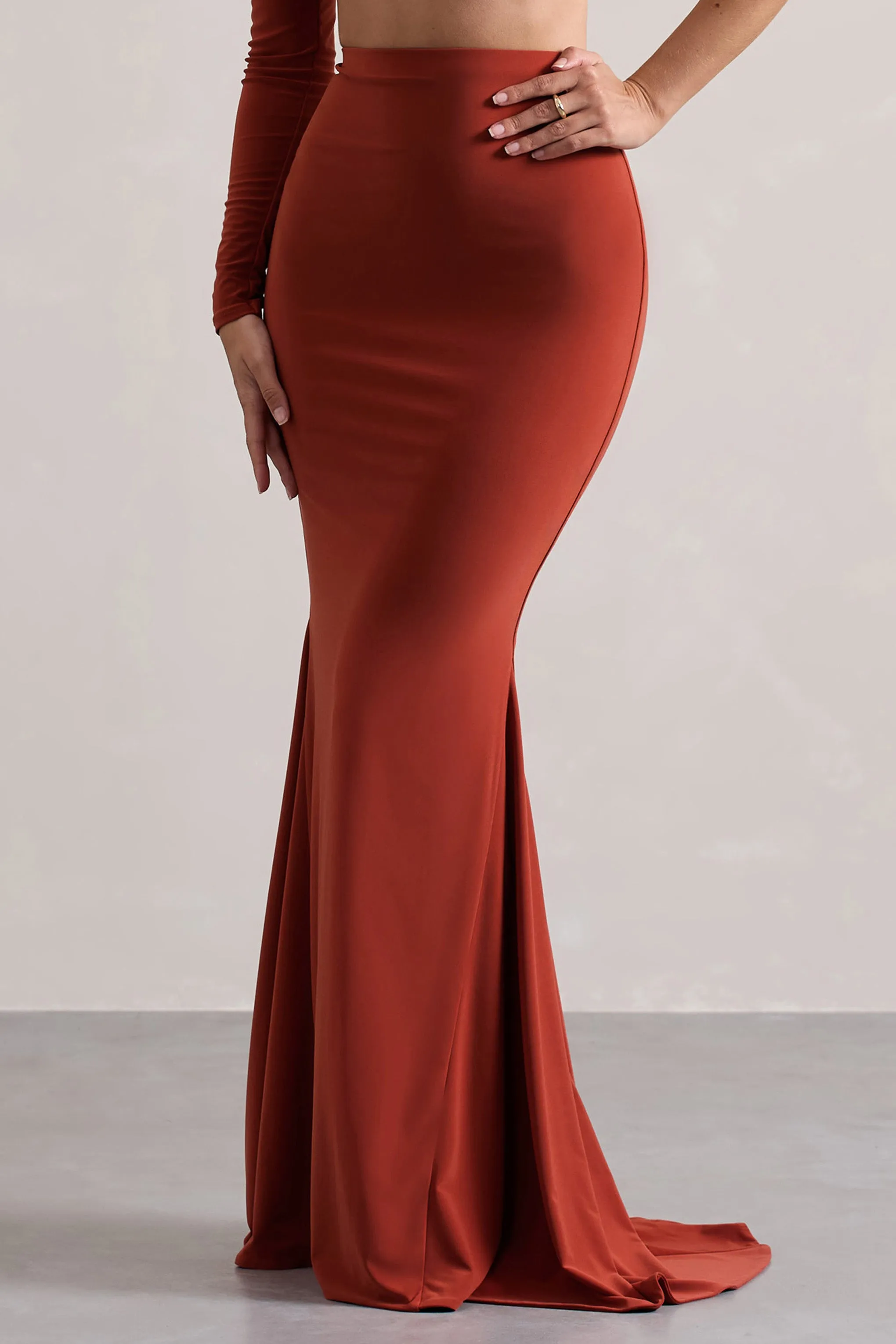 Neomie | Terracotta Fishtail Maxi Skirt