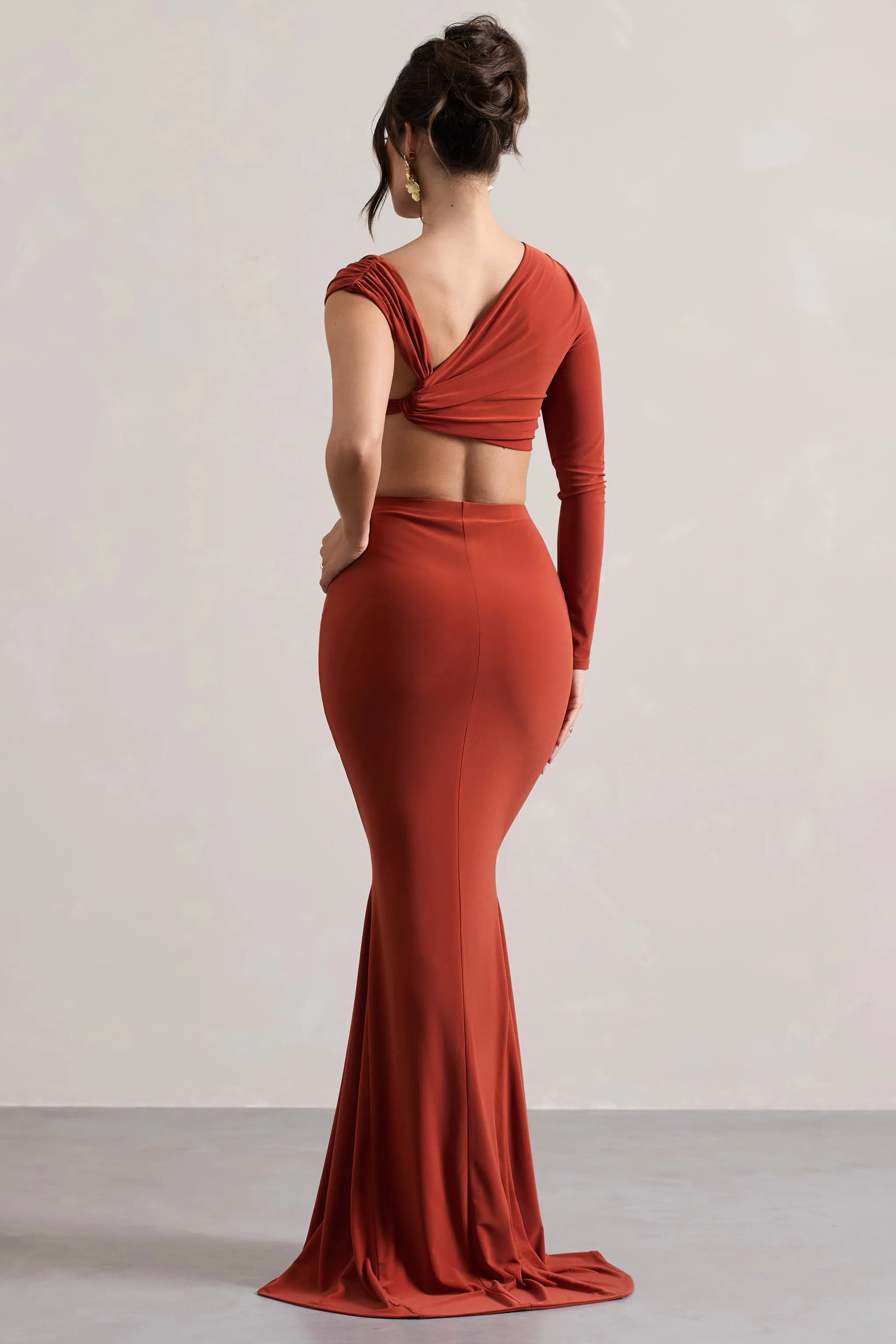 Neomie | Terracotta Fishtail Maxi Skirt