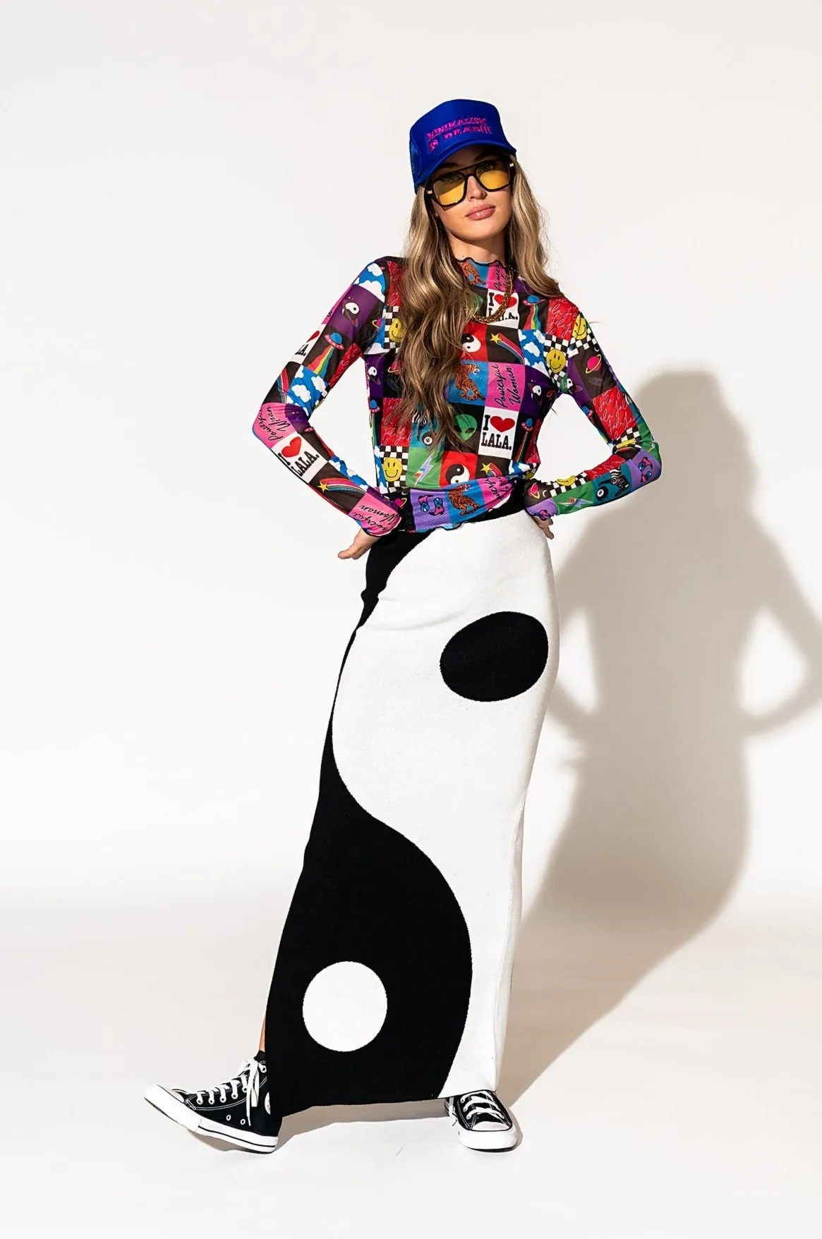 Opposites Attract Yin Yang Knit Maxi Skirt