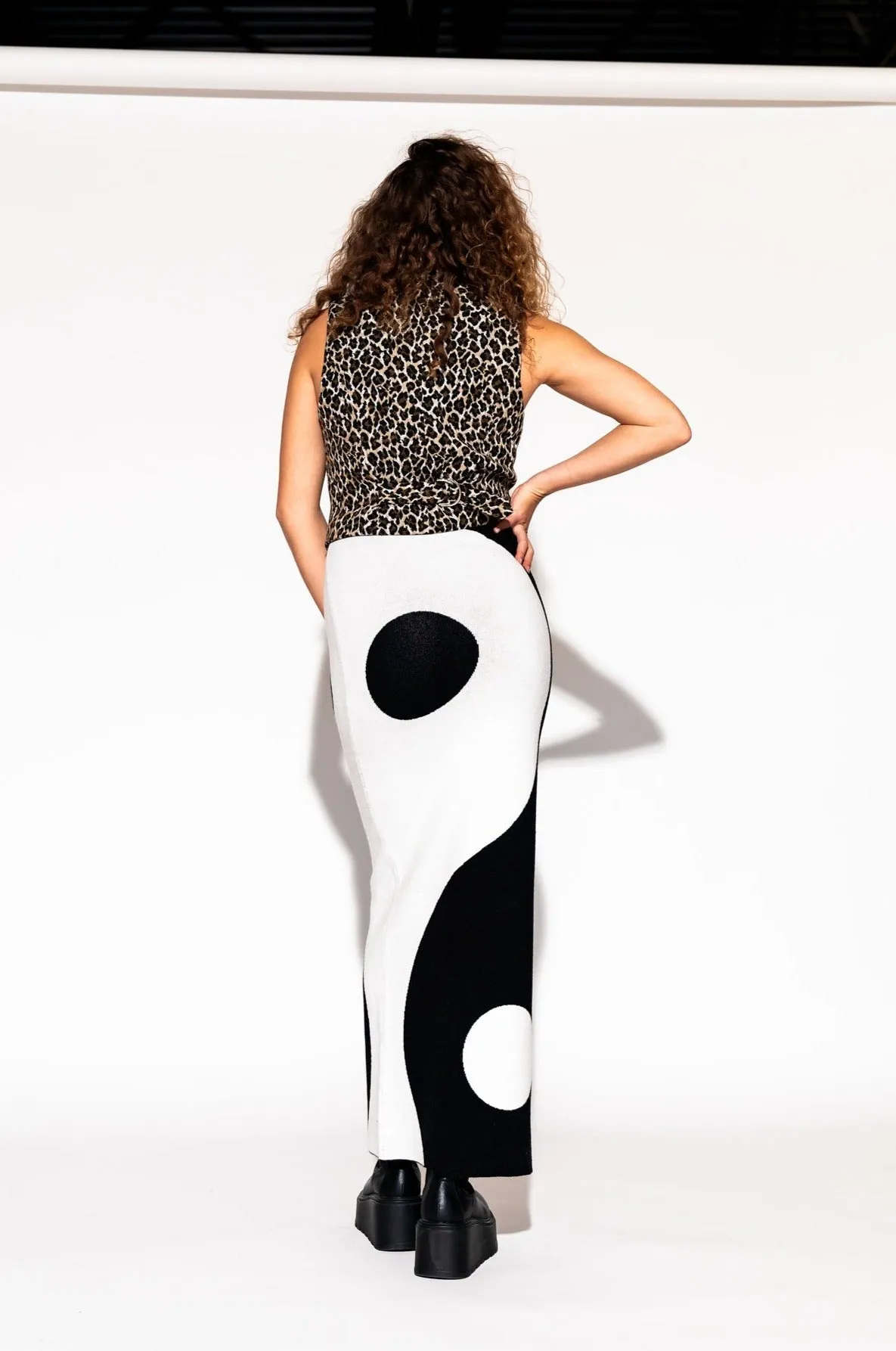 Opposites Attract Yin Yang Knit Maxi Skirt