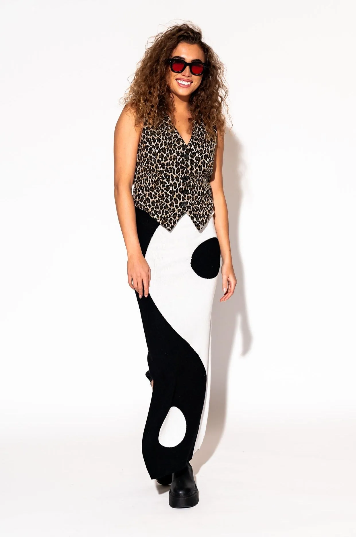 Opposites Attract Yin Yang Knit Maxi Skirt