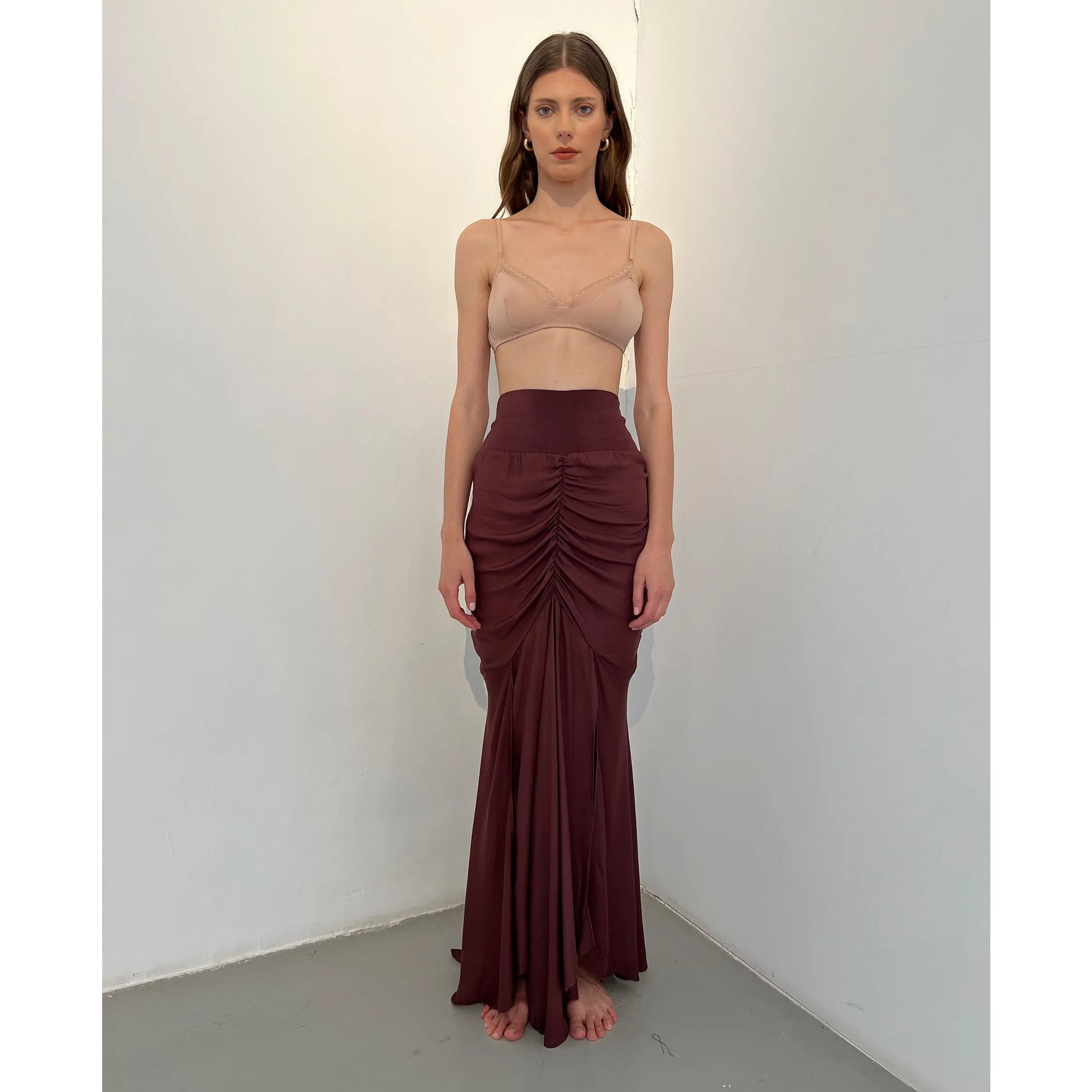 Oxblood Brown Modal Panel Skirt