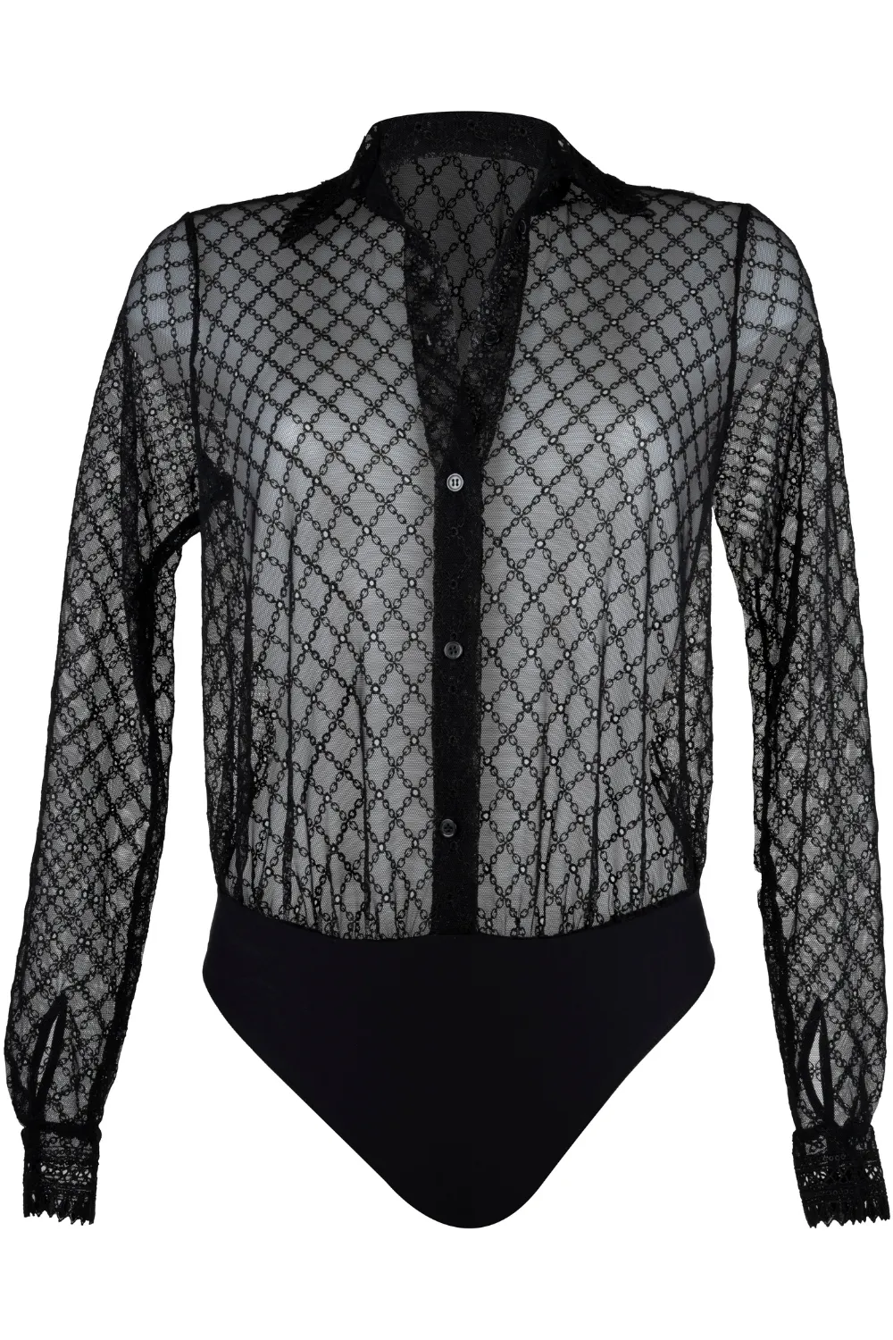 Paco Embroidery Blouse Bodysuit Black