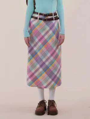 Pastel Plaid Midi Skirt