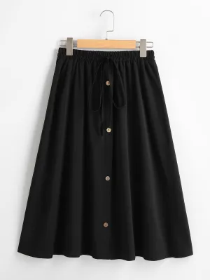 Plain Knot Midi Plus Size Skirt