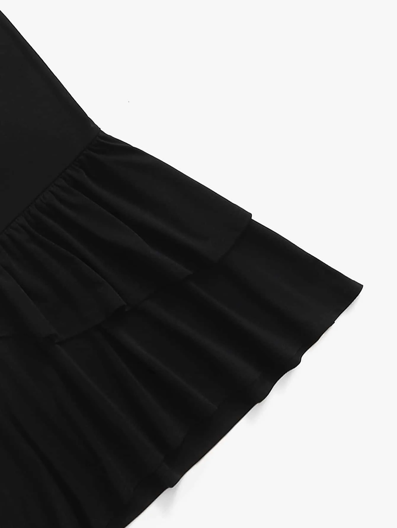 Plain Ruffle Hem Long Plus Size Skirt