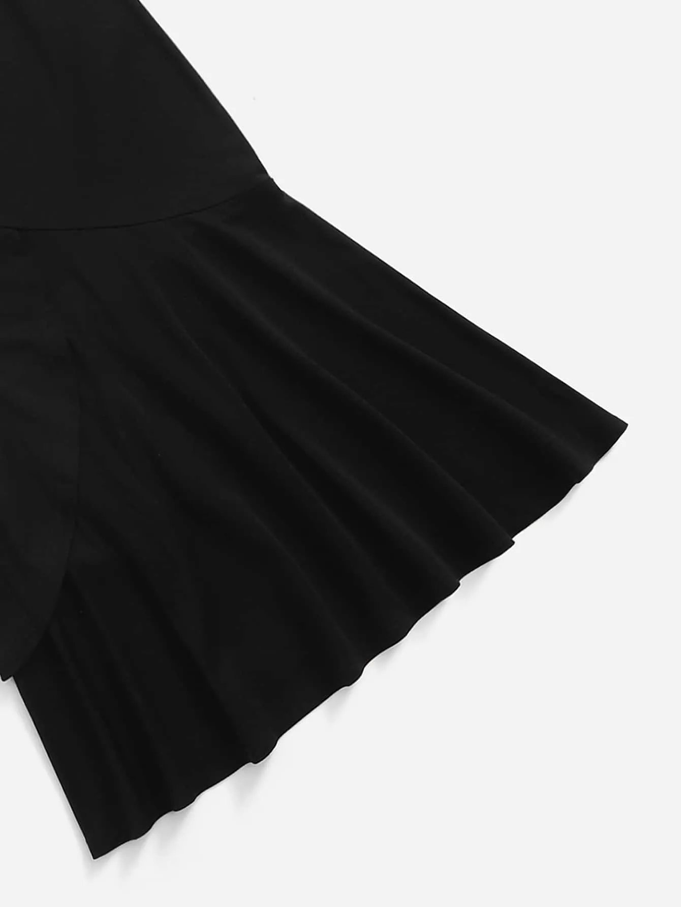 Plain Ruffle Hem Long Plus Size Skirt