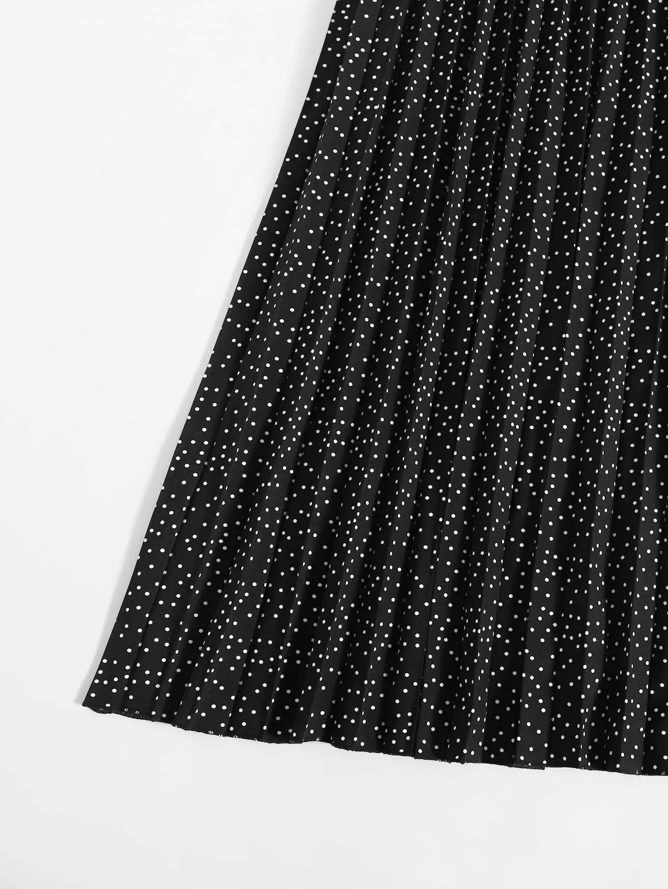 Polka Dot Pleated Long Plus Size Skirt