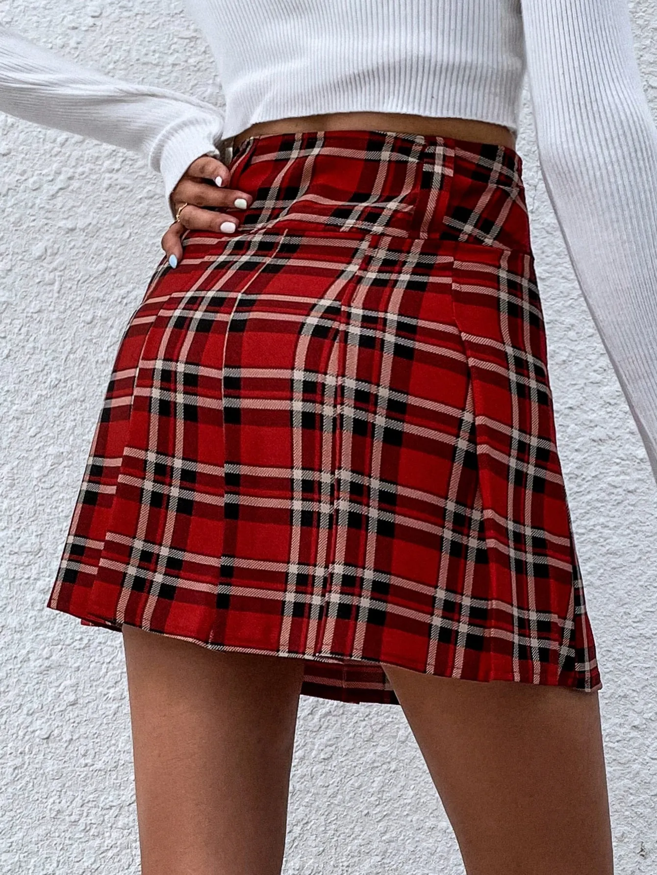 Preppy Plaid Pleated High Waist Mini Women Skirt