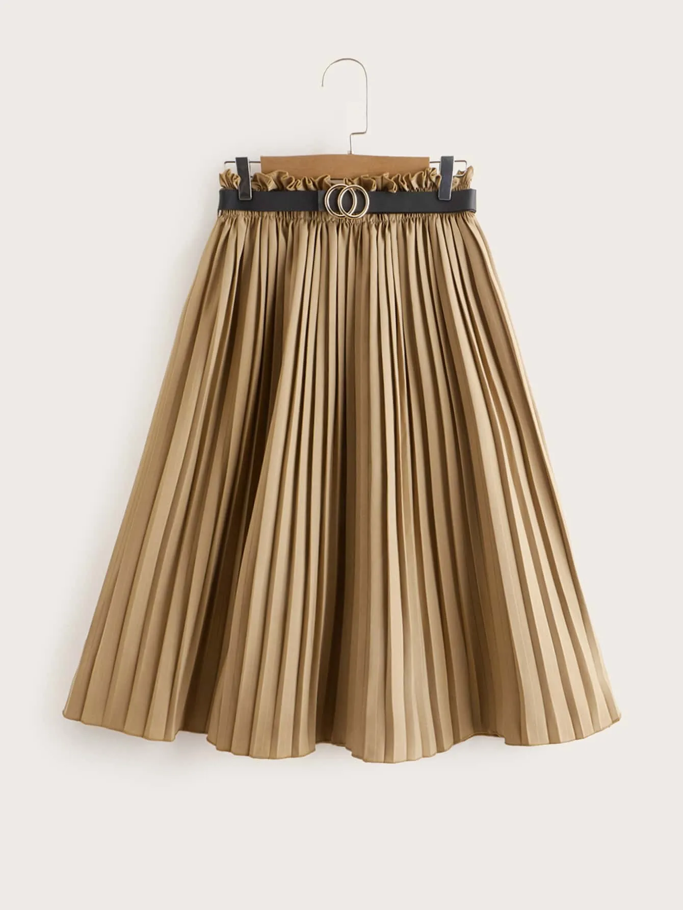 Preppy Plain Belted High Waist Short Women Skirt