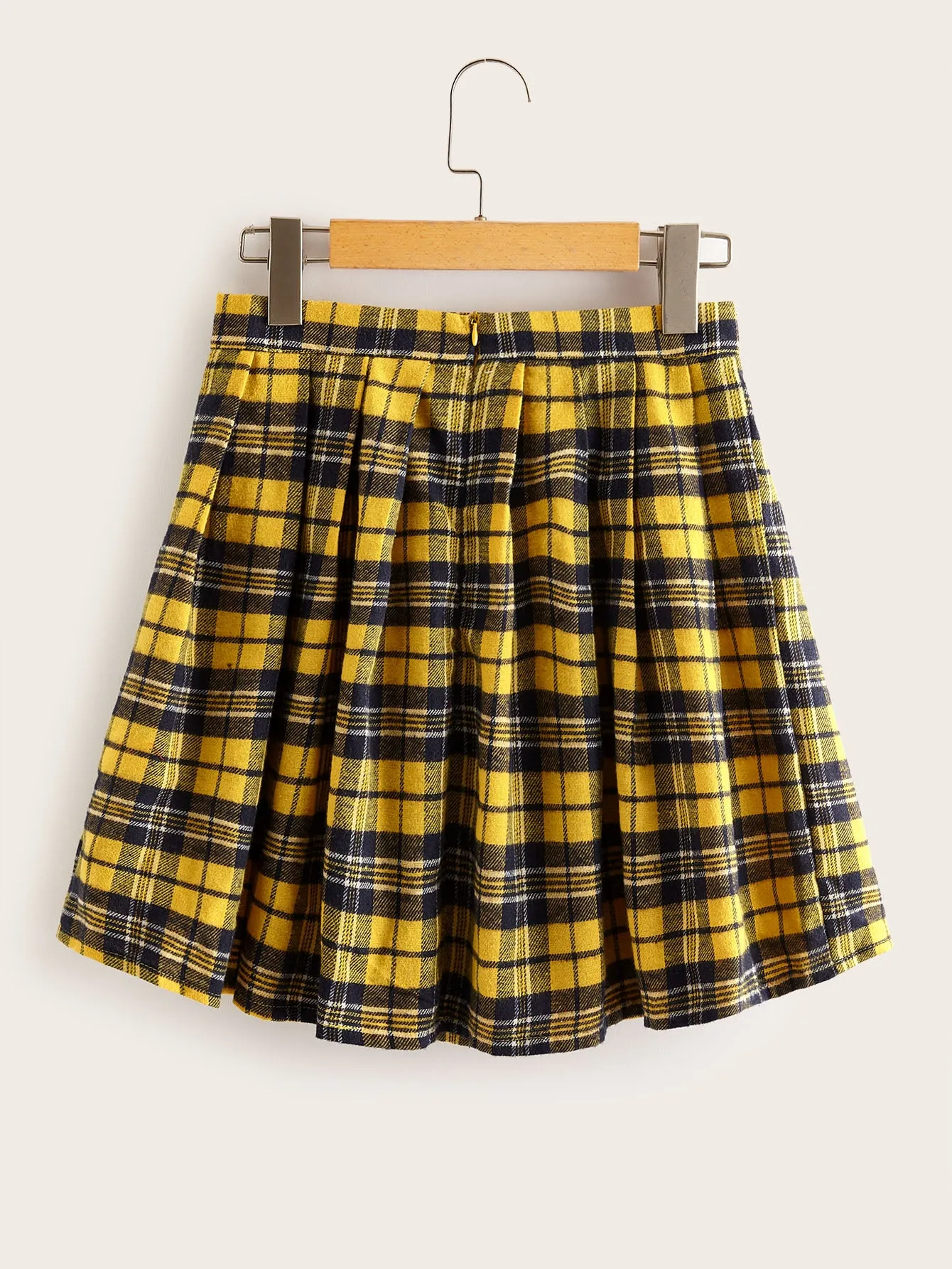 Preppy Tartan Natural Short Women Skirt