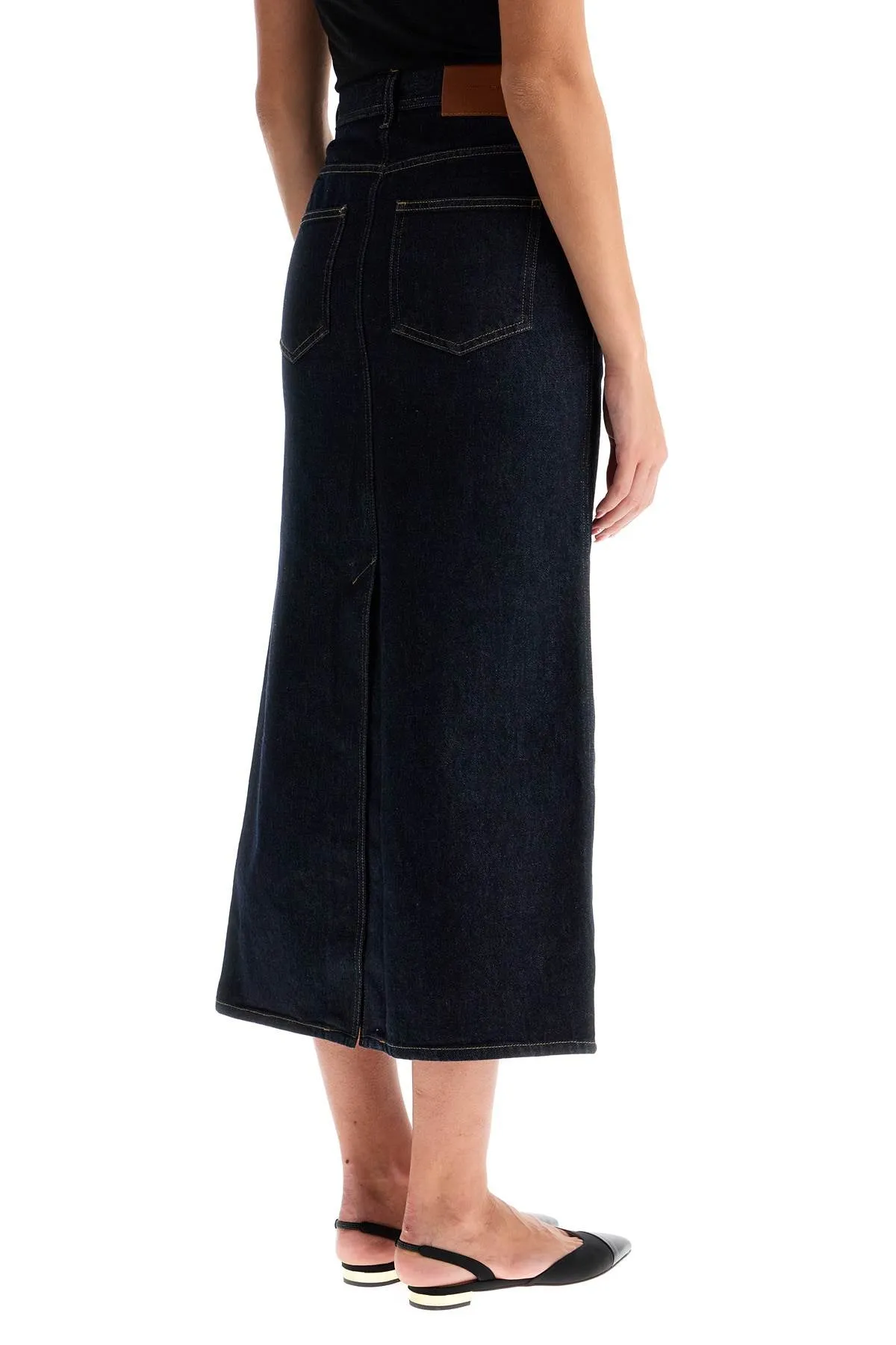 "organic denim midi skirt rona