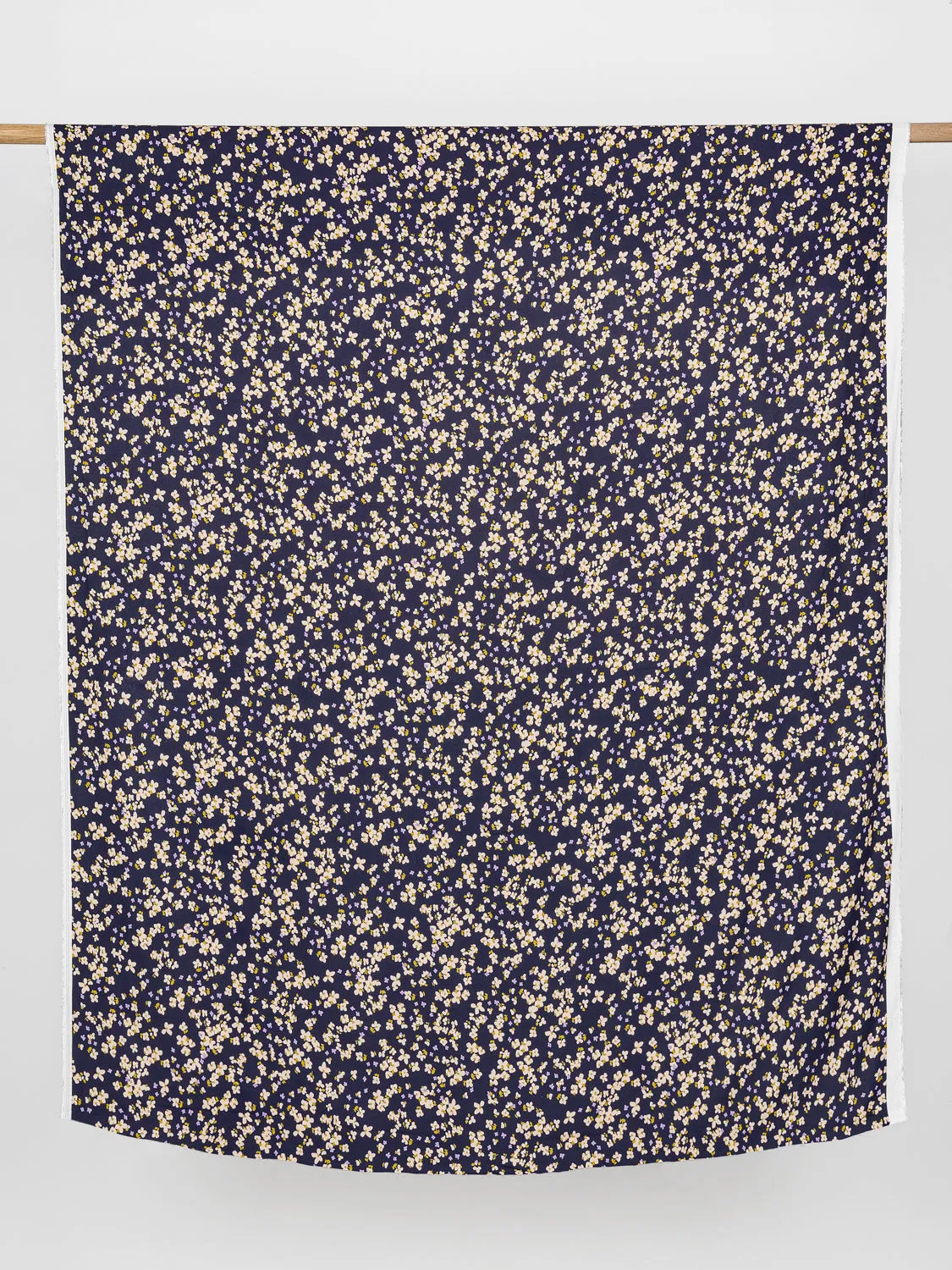 Romantic Floral Print EcoVero Viscose Crepe - Navy   Cream   Yellow   Purple - Swatch