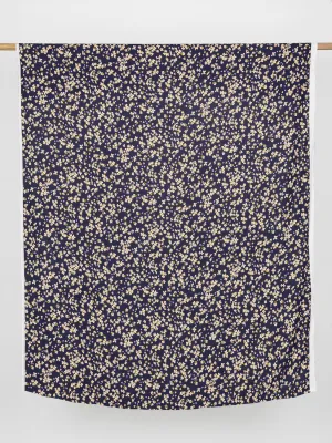 Romantic Floral Print EcoVero Viscose Crepe - Navy   Cream   Yellow   Purple - Swatch