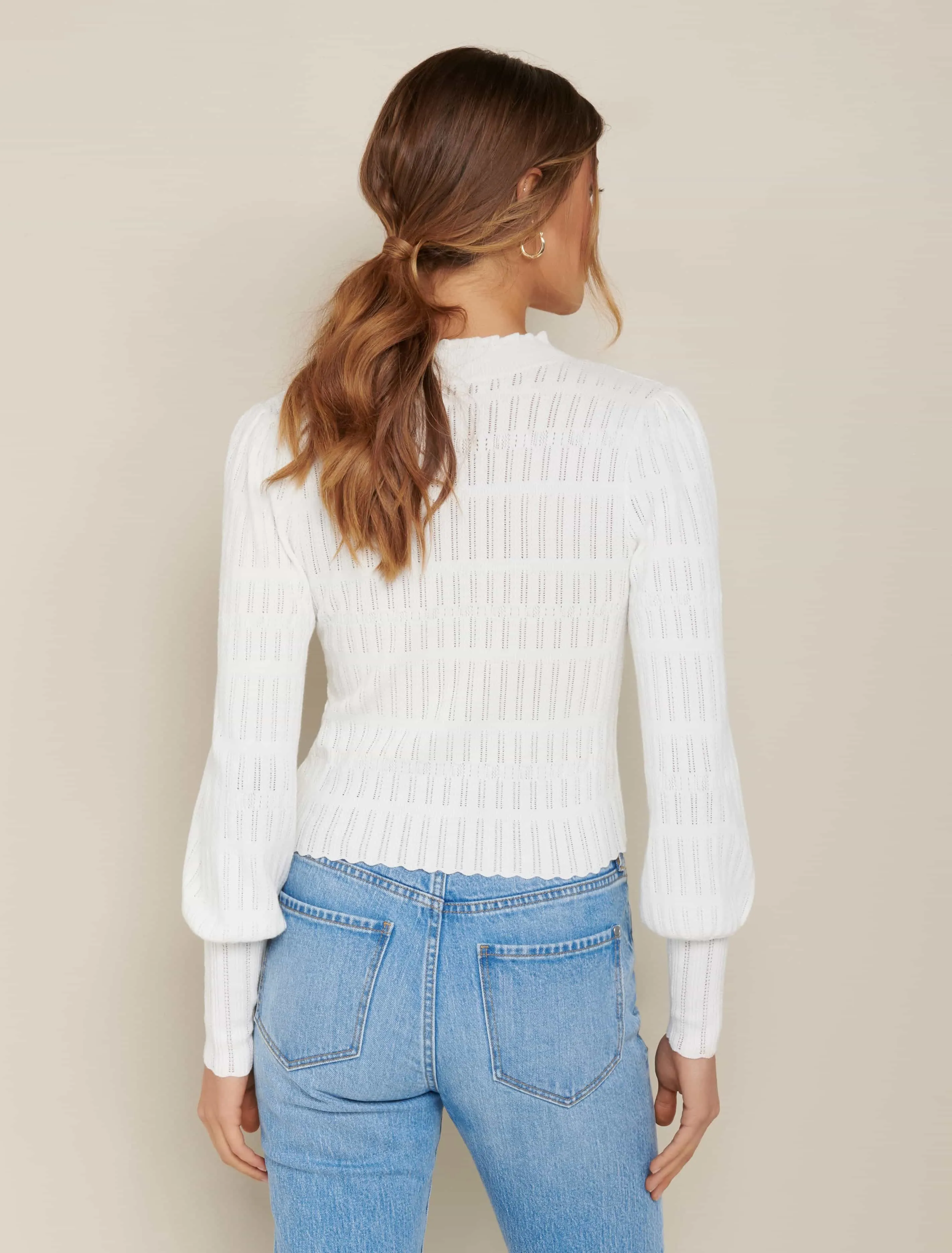 Rowan Pointelle Puff Sleeve Jumper