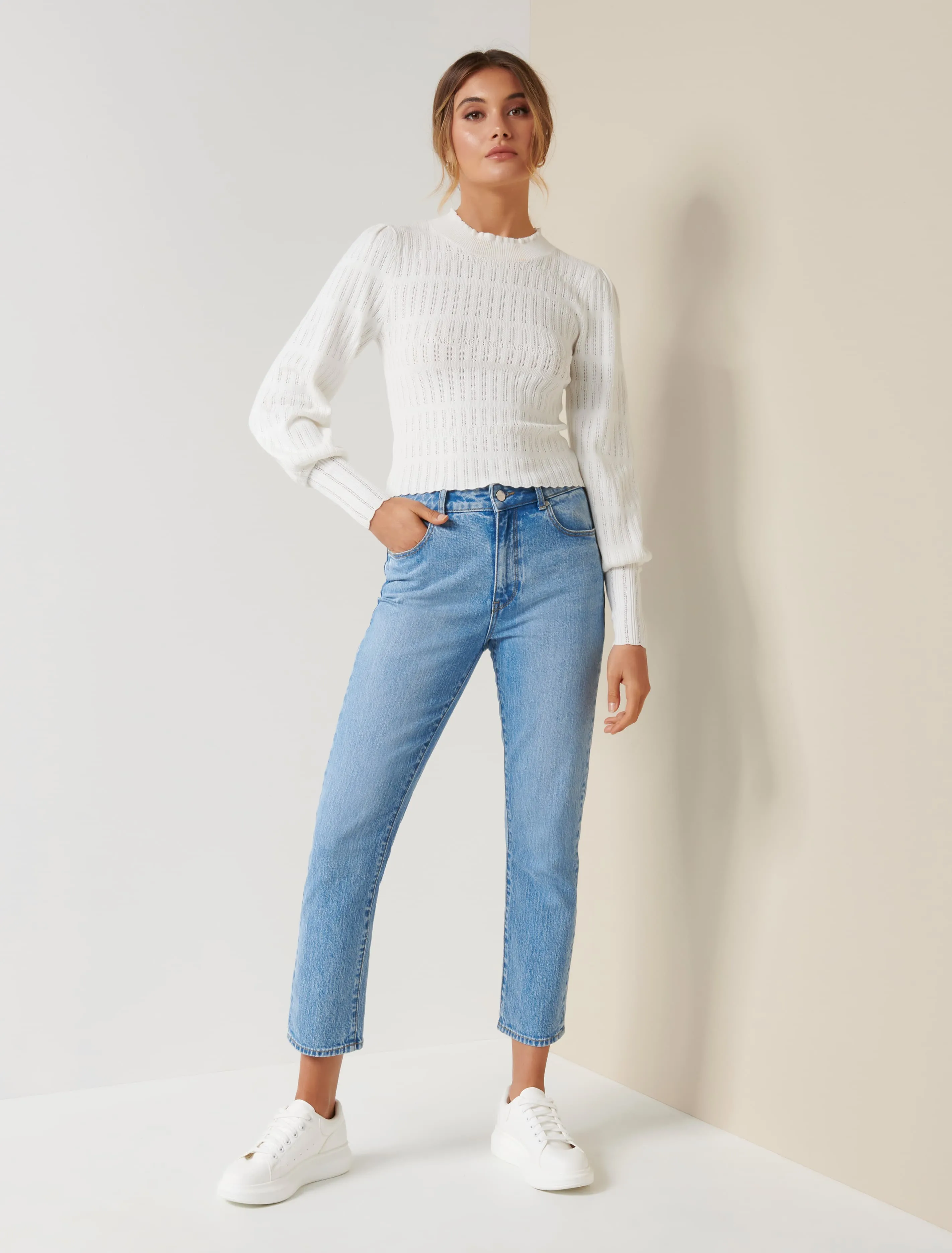 Rowan Pointelle Puff Sleeve Jumper