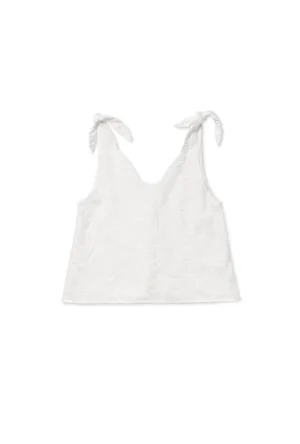 SAMPLE - Tie Top Tank - White Embroidery