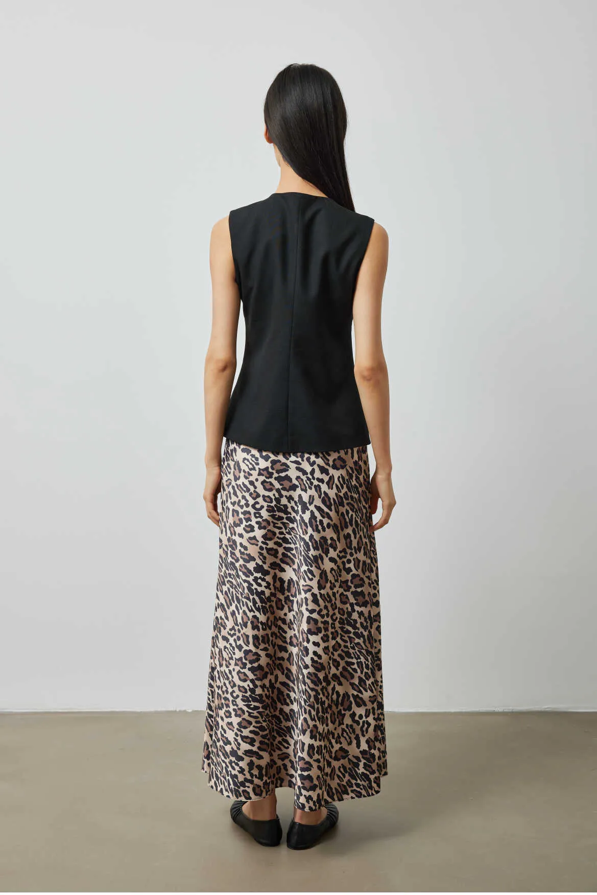 Satin Leopard Print Skirt