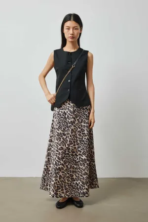 Satin Leopard Print Skirt