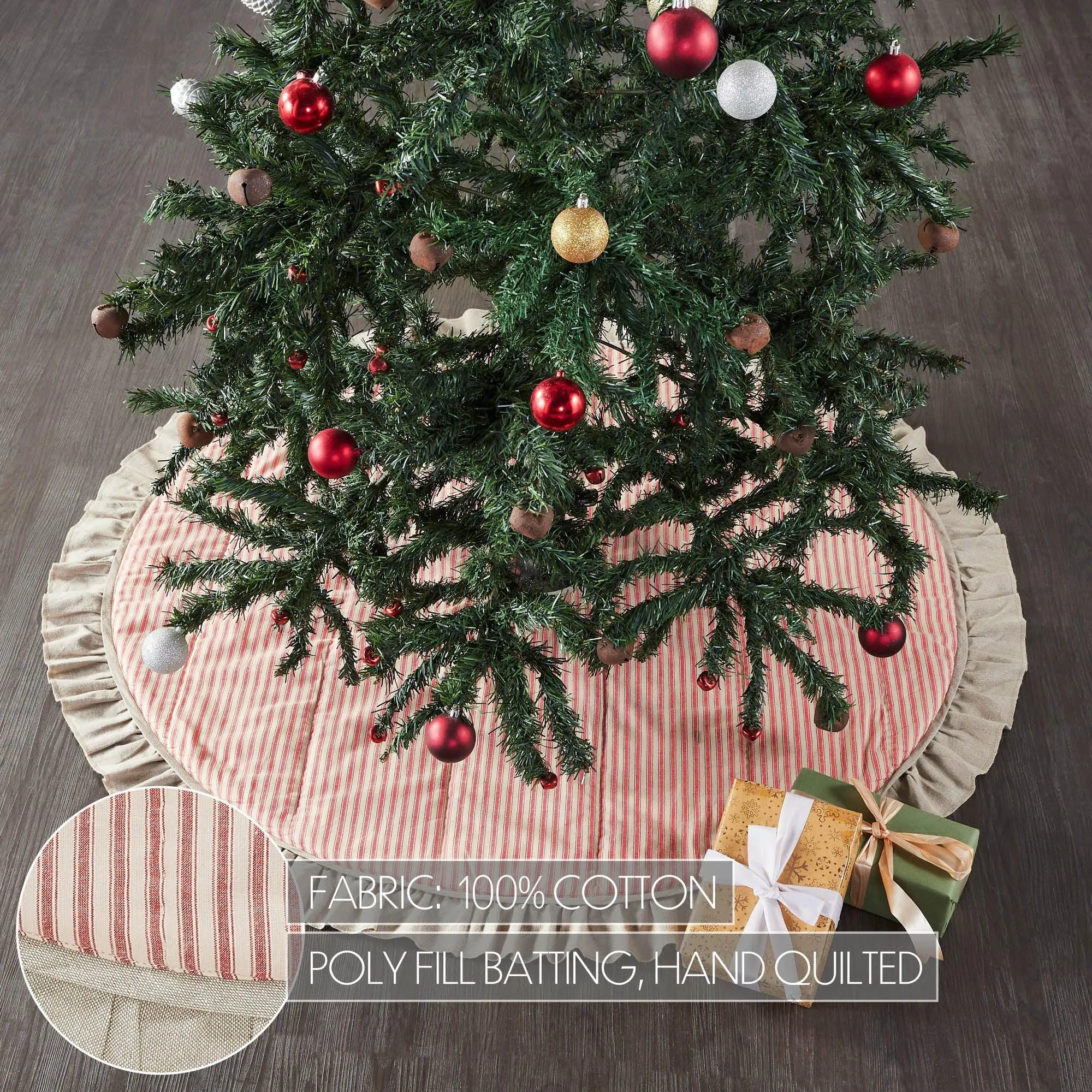 Sawyer Mill Red Ticking Stripe Christmas Tree Skirt 48 VHC Brands