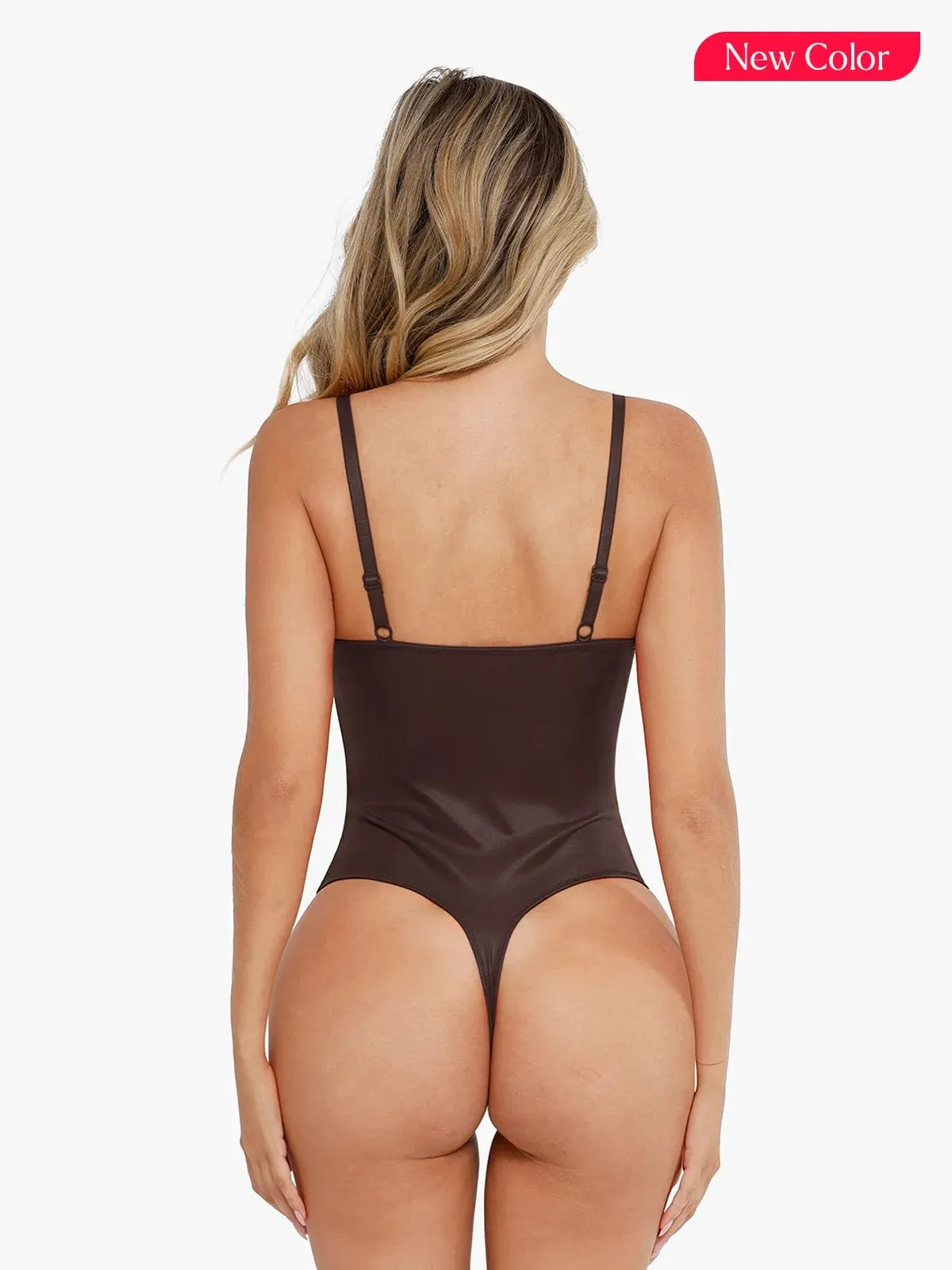 Shapewear Faux Leather Plunging V Sculpting Corset Bodysuit