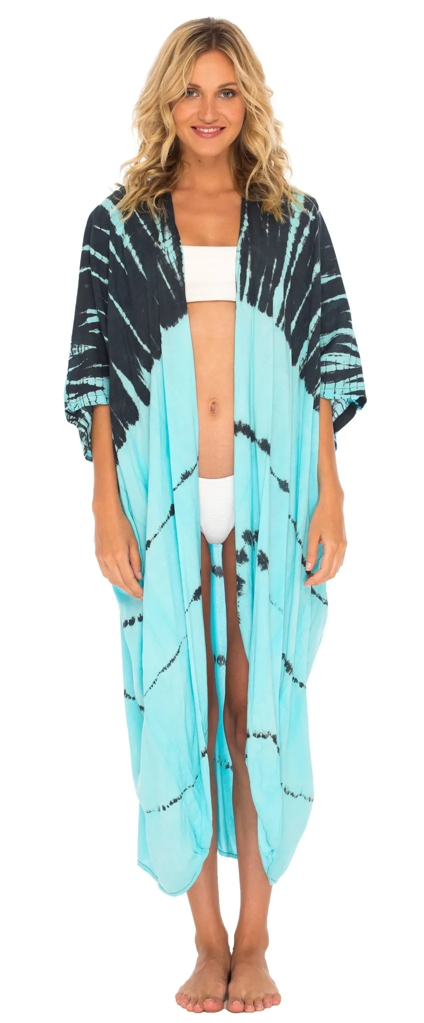 SHU-SHI Plus Size Tie Dye Kimono Cardigans for Women - Oversized Swimsuit Beach Cover Ups