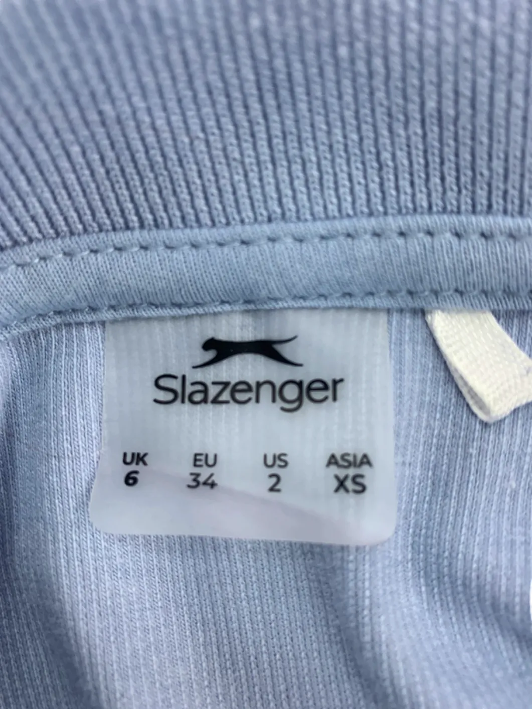 Slazenger Blue Ribbed Short Sleeve Collared Top UK 6