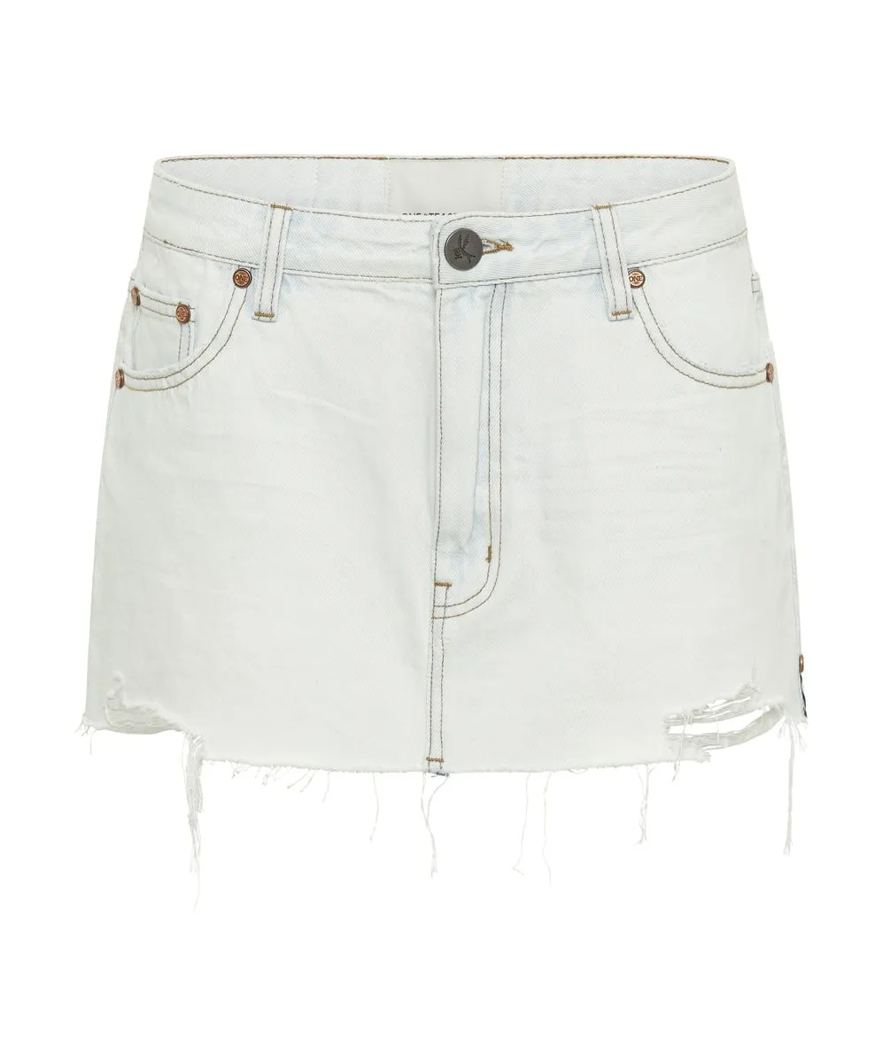 Sloane Low Waist Denim Mini Skirt Bel Air Blue