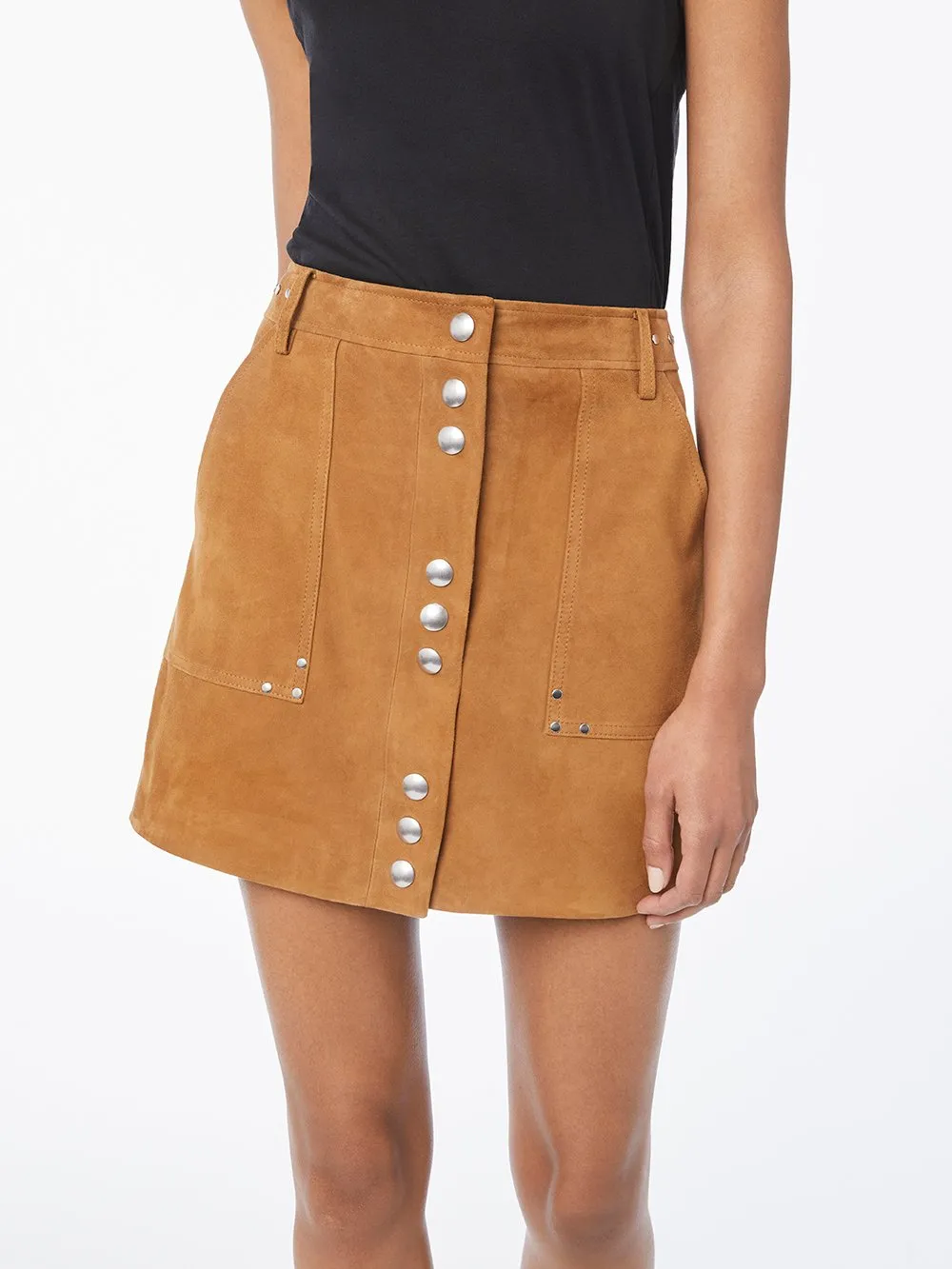 Suede Studded Mini Skirt -- Whiskey