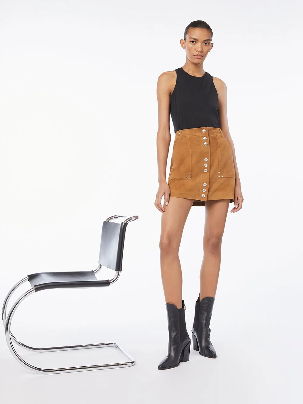 Suede Studded Mini Skirt -- Whiskey