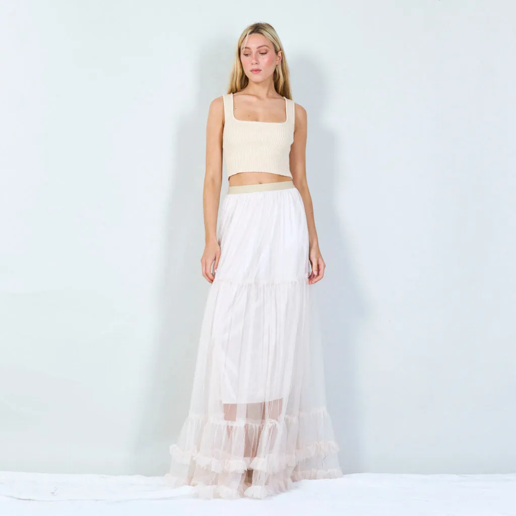 Tiered tulle maxi skirt wholesale