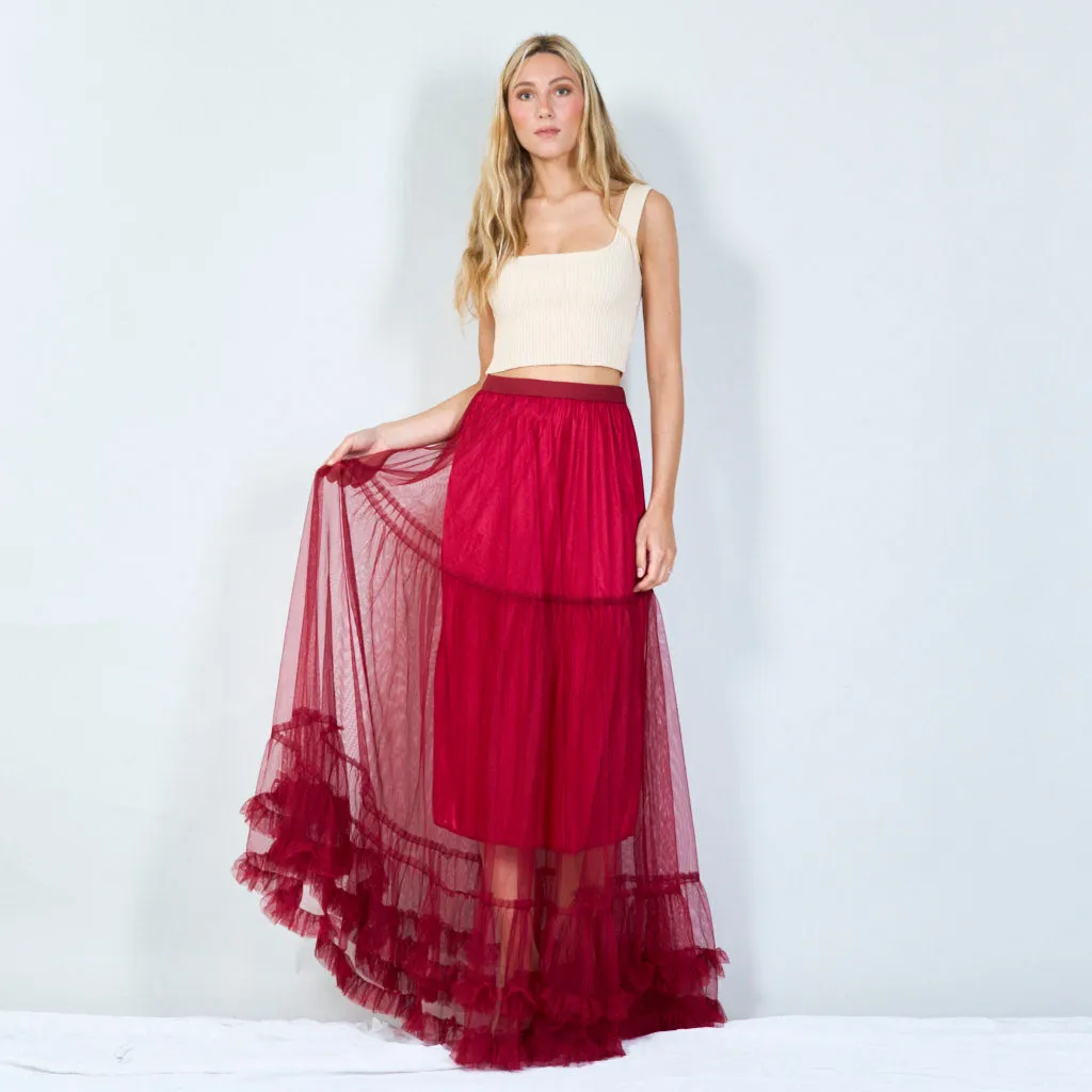 Tiered tulle maxi skirt wholesale