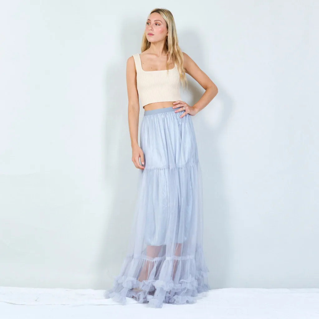 Tiered tulle maxi skirt wholesale