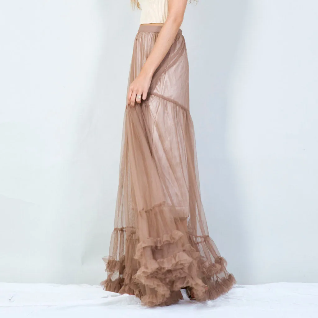 Tiered tulle maxi skirt wholesale