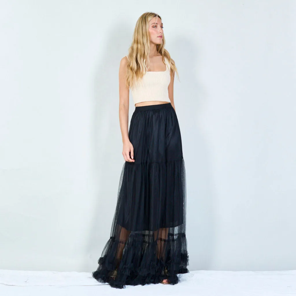 Tiered tulle maxi skirt wholesale