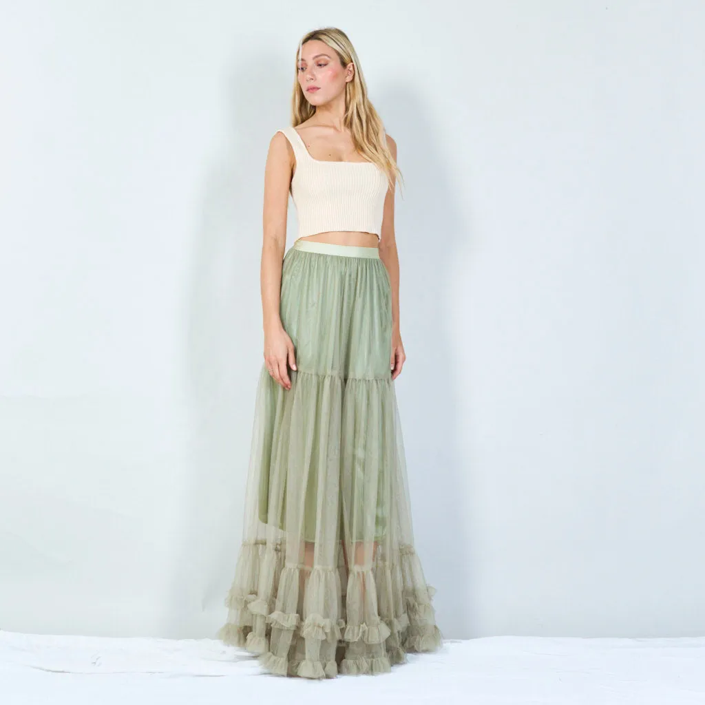 Tiered tulle maxi skirt wholesale