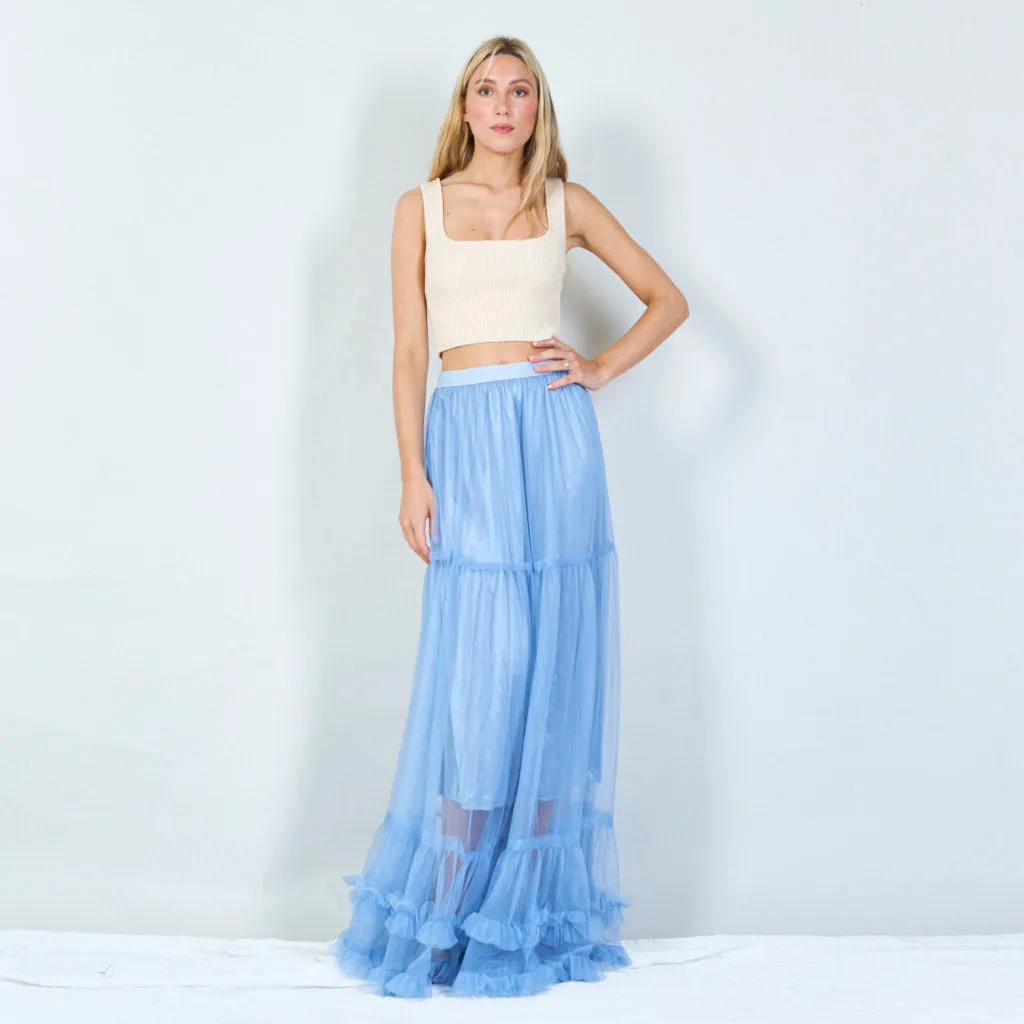 Tiered tulle maxi skirt wholesale