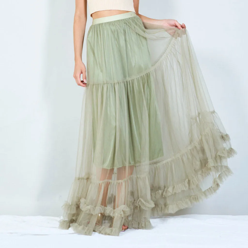 Tiered tulle maxi skirt wholesale