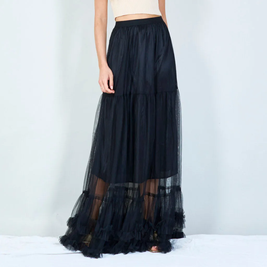 Tiered tulle maxi skirt wholesale