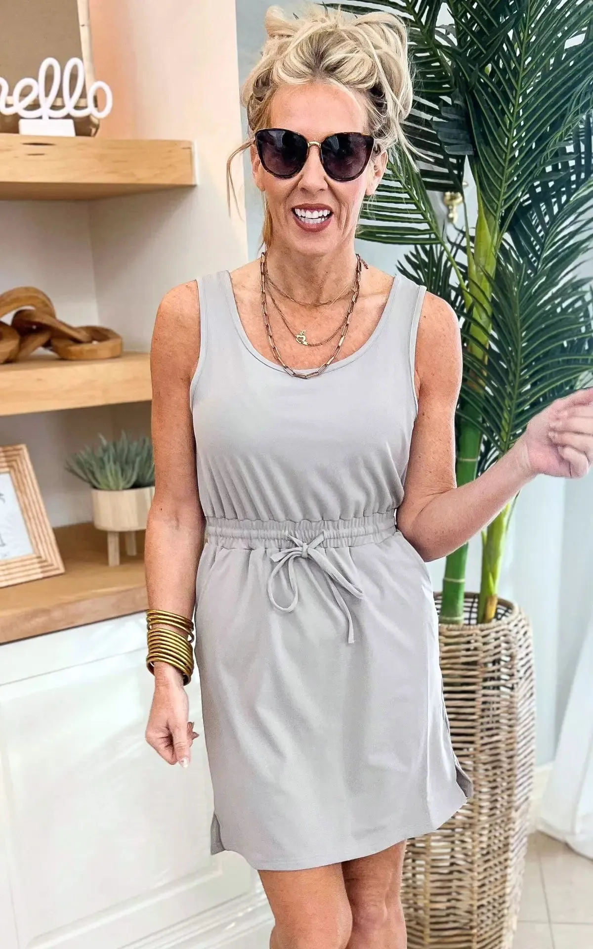 Toes In The Sand Tank Dress - Light Grey