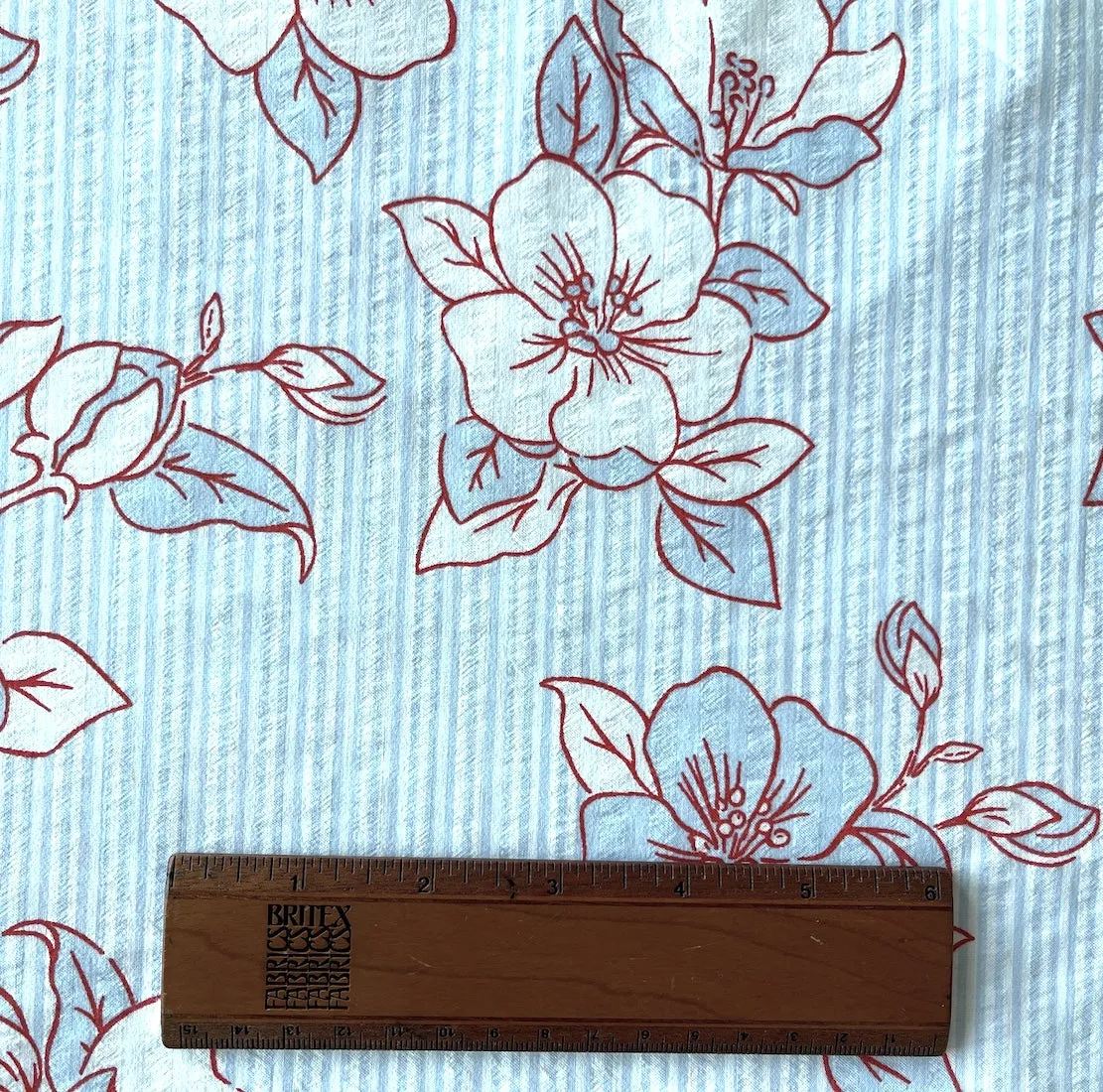 Vintage-Inspired Striped Floral Cotton Seersucker