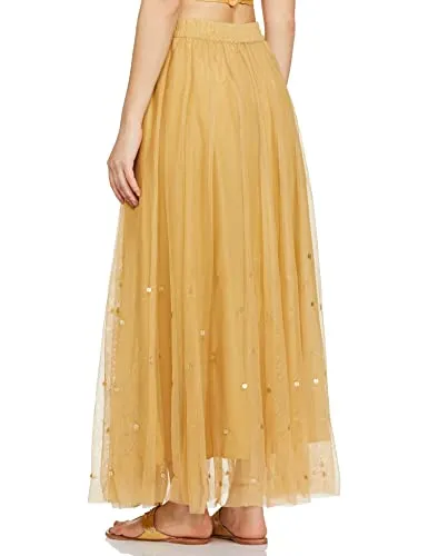 W for Woman Women Maxi Skirt (20CRW50453-215243_Gold_Regular Size)