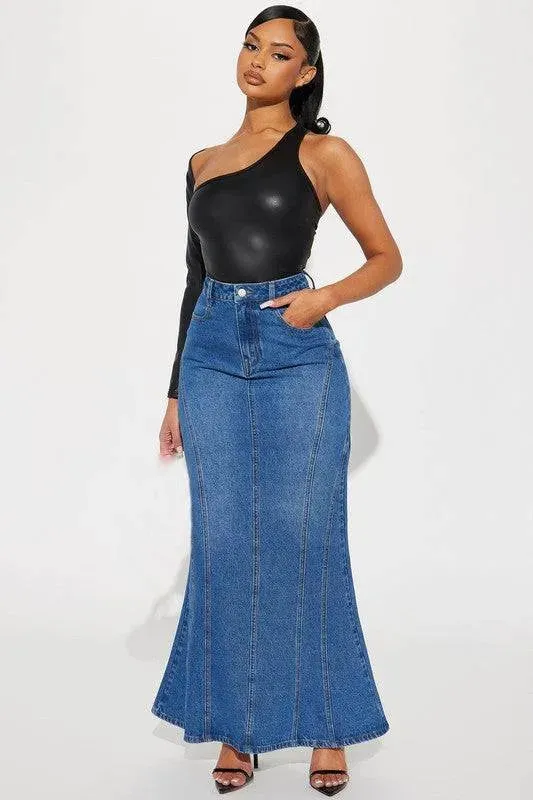 WOMEN FASHION DENIM MAXI SKIRTS