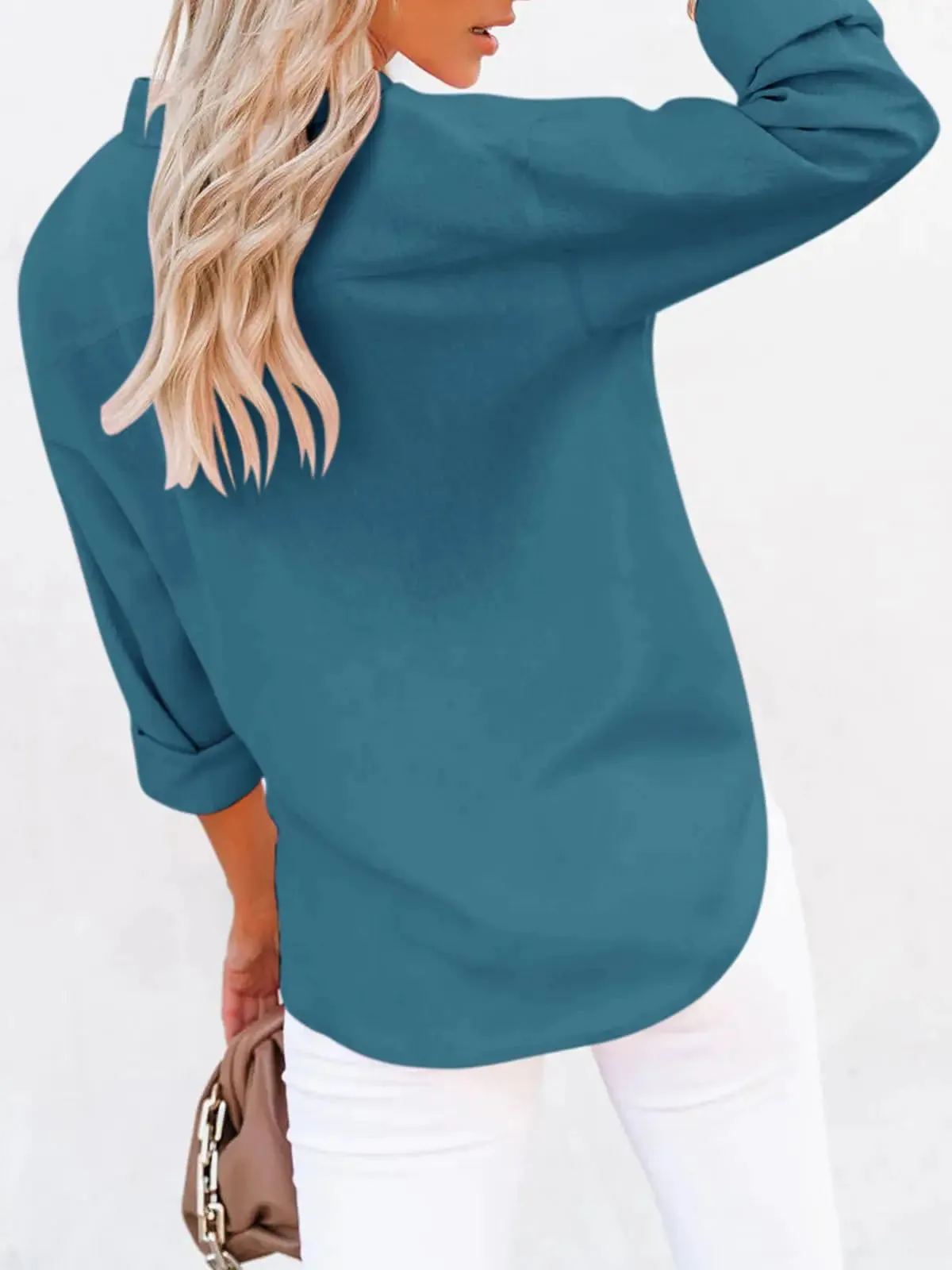 Women's Button Down V-Neck Tunic